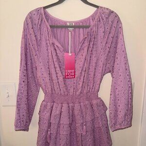 Cake For Dinner Purple Eyelet Long sleeve Dress
